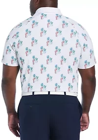Big & Tall Short Sleeve 19th Hole Drink Print Polo Shirt