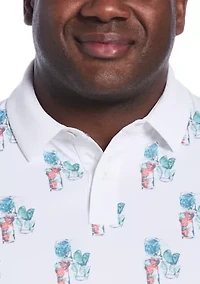 Big & Tall Short Sleeve 19th Hole Drink Print Polo Shirt
