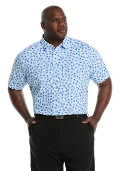 Big & Tall Crab Print Short Sleeve Golf Polo Shirt