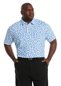 Big & Tall Crab Print Short Sleeve Golf Polo Shirt