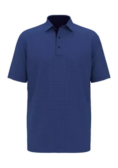 Big & Tall Allover Gingham Printed Short Sleeve Golf Polo Shirt