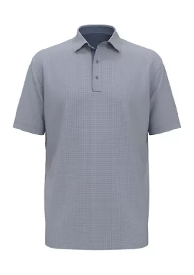 Big & Tall Allover Gingham Printed Short Sleeve Golf Polo Shirt