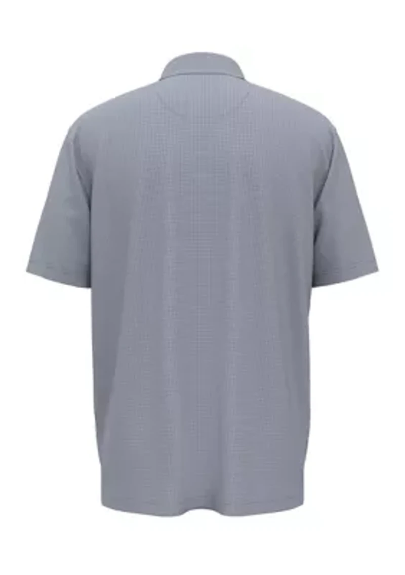 Big & Tall Allover Gingham Printed Short Sleeve Golf Polo Shirt