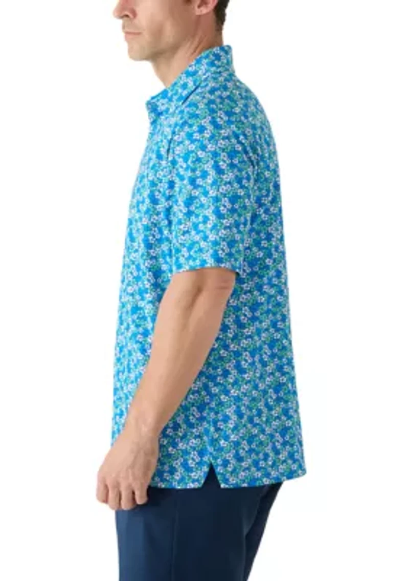 Men's Short Sleeve Hibiscus Print Shirt
