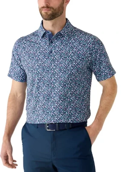 Men's Short Sleeve Multi-Color Palm Geo Print Shirt