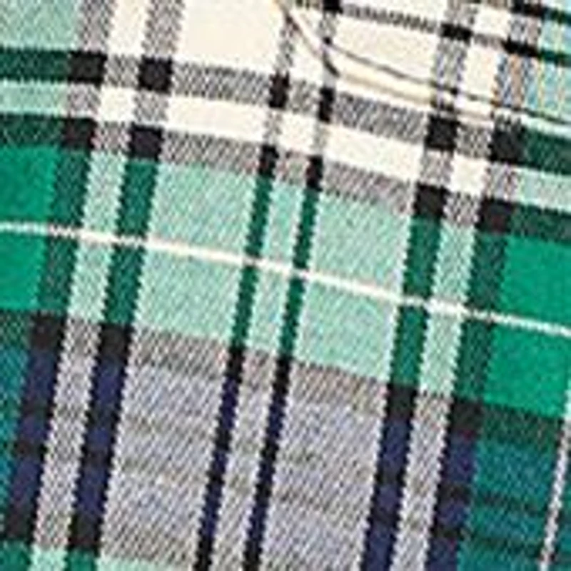 Green Plaid Long Sleeve Flannel Sleep Shirt