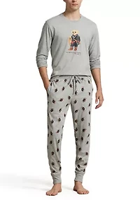 Men's Long Sleeve Crewneck Shirt and Pajama Joggers Set