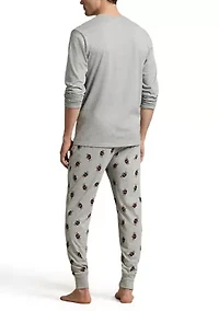 Men's Long Sleeve Crewneck Shirt and Pajama Joggers Set