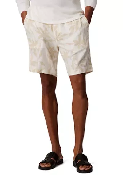 Printed Linen Cotton Pull-On Shorts