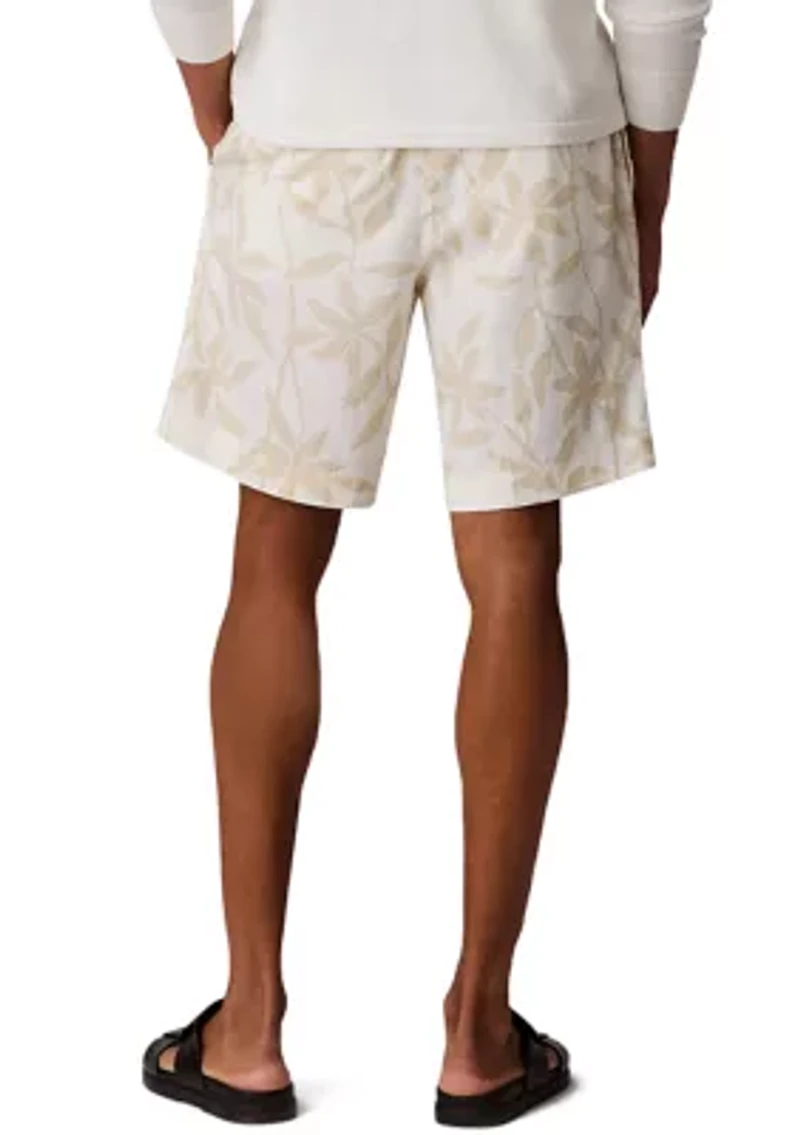 Printed Linen Cotton Pull-On Shorts