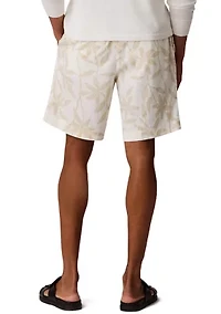 Printed Linen Cotton Pull-On Shorts