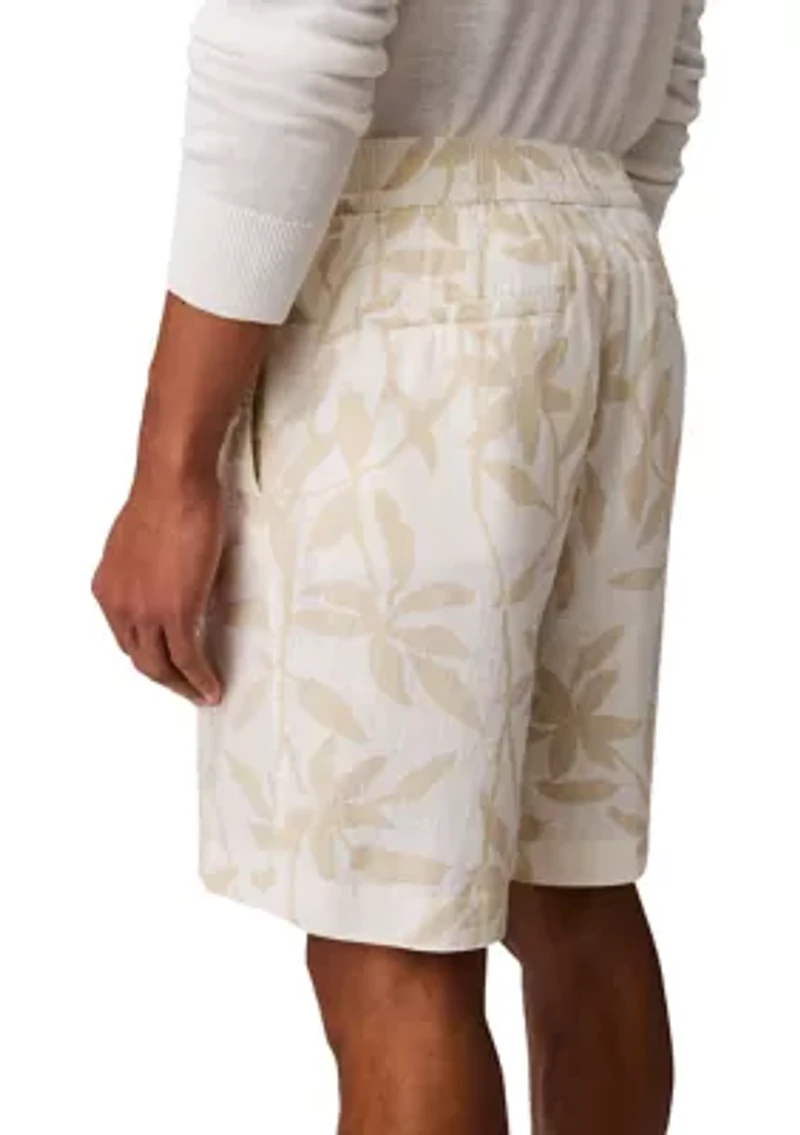 Printed Linen Cotton Pull-On Shorts