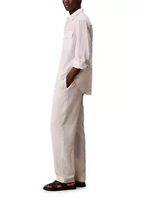 Men's Linen Cotton Windowpane Easy Shirt