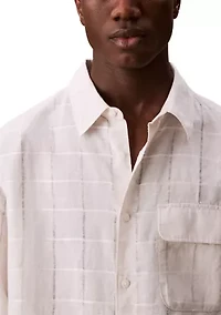 Men's Linen Cotton Windowpane Easy Shirt
