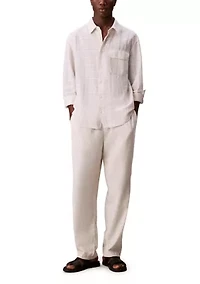 Men's Linen Cotton Windowpane Easy Shirt