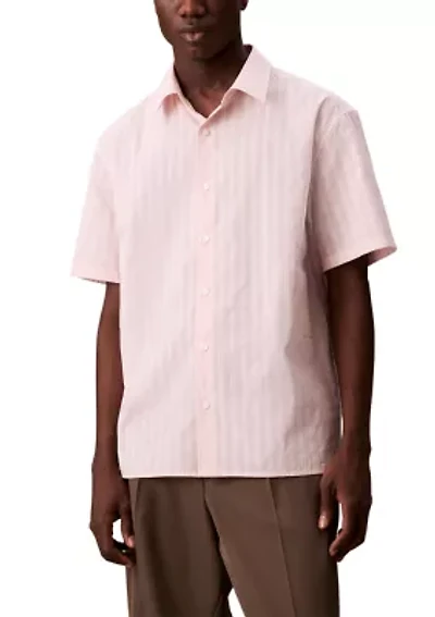 Textured Cotton Stripe Easy Shirt