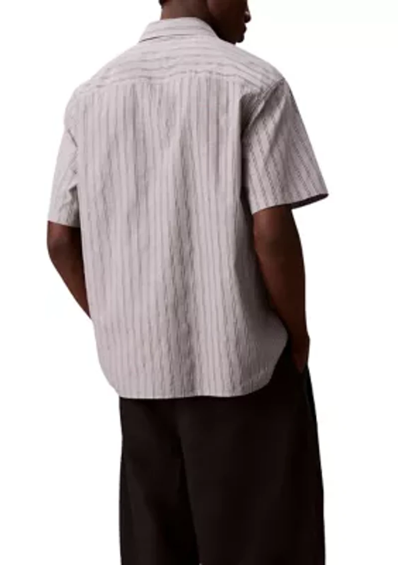 Textured Cotton Stripe Easy Shirt