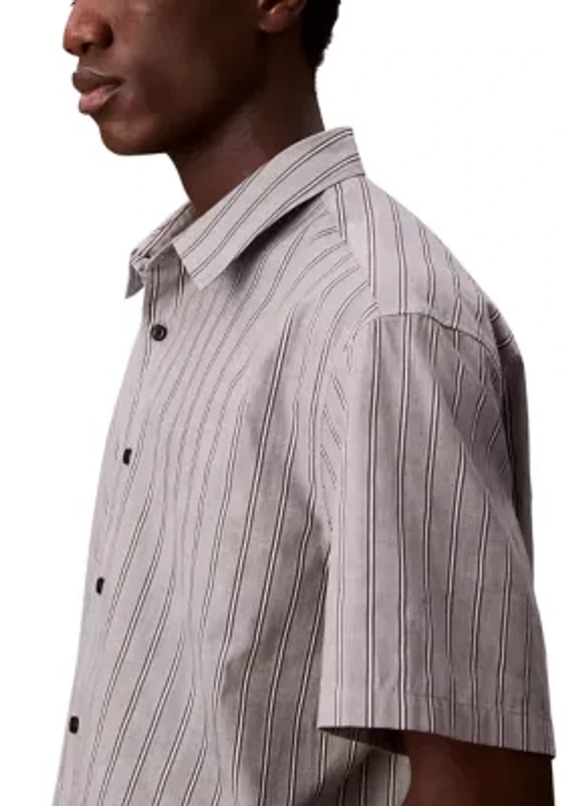 Textured Cotton Stripe Easy Shirt