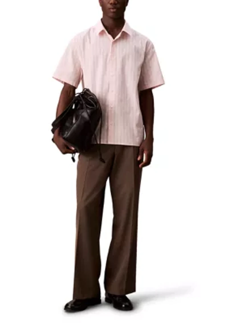 Textured Cotton Stripe Easy Shirt