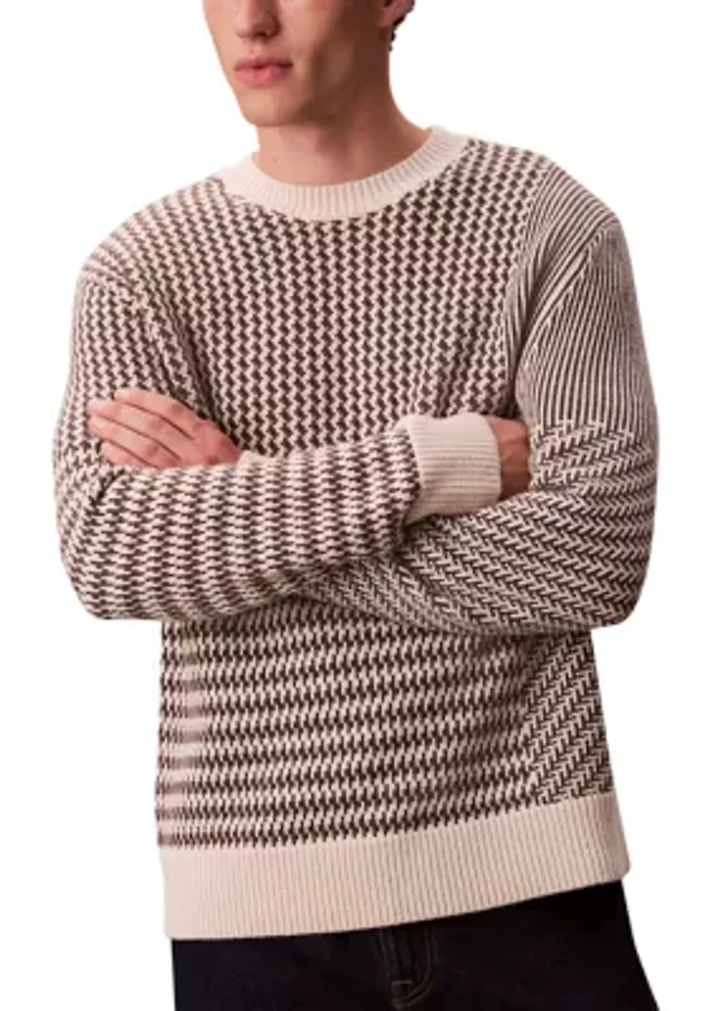 Long Sleeve Crewneck Patterned Sweater