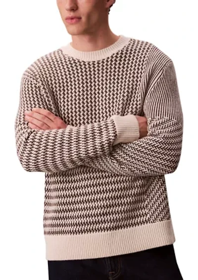 Long Sleeve Crewneck Patterned Sweater