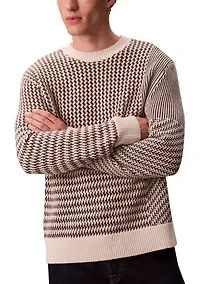 Long Sleeve Crewneck Patterned Sweater