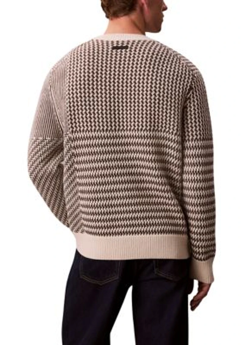 Long Sleeve Crewneck Patterned Sweater