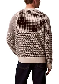 Long Sleeve Crewneck Patterned Sweater