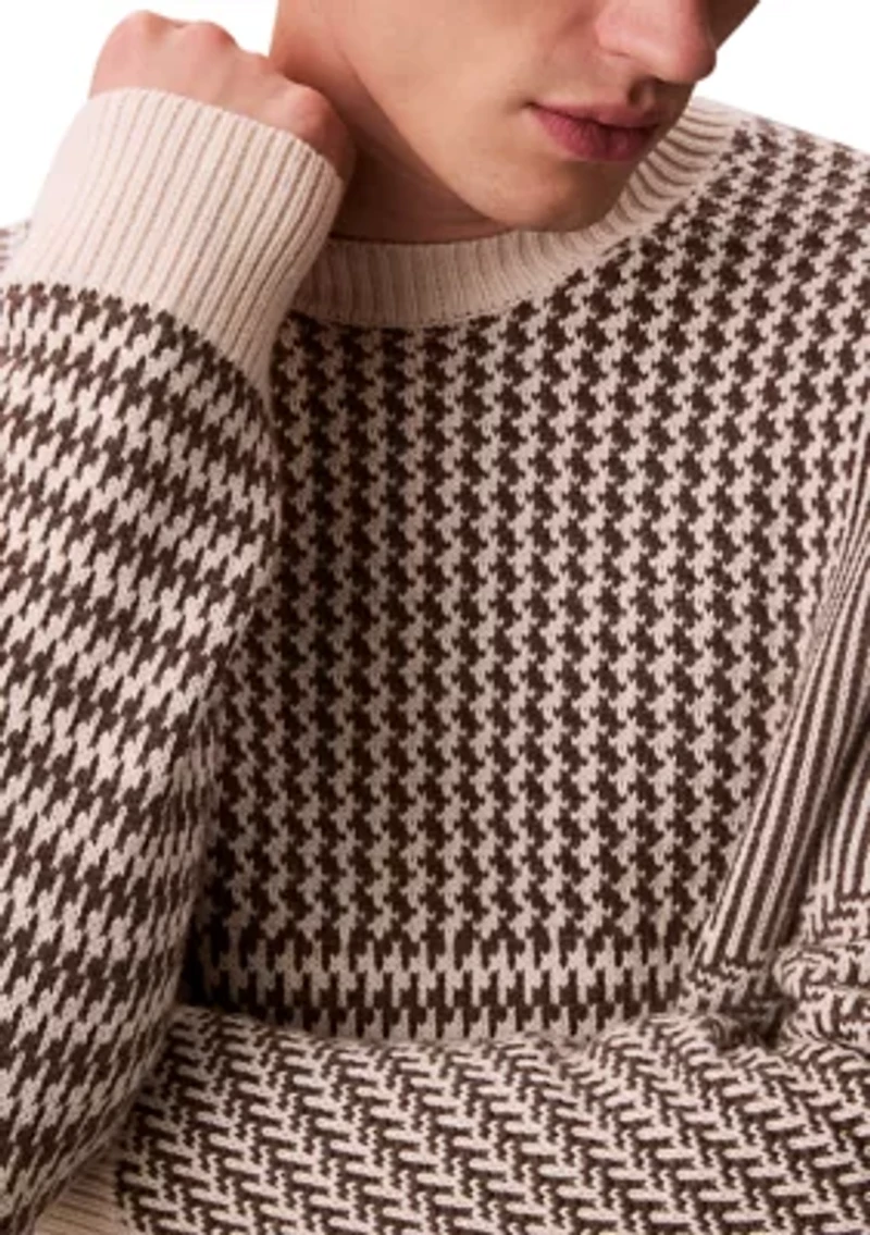 Long Sleeve Crewneck Patterned Sweater