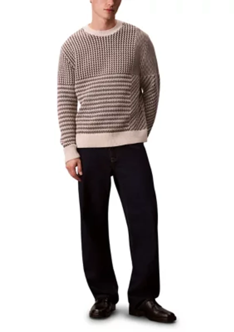 Long Sleeve Crewneck Patterned Sweater