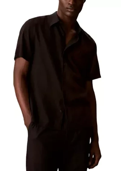 Men's Linen Blend Classic Button-Down Shirt