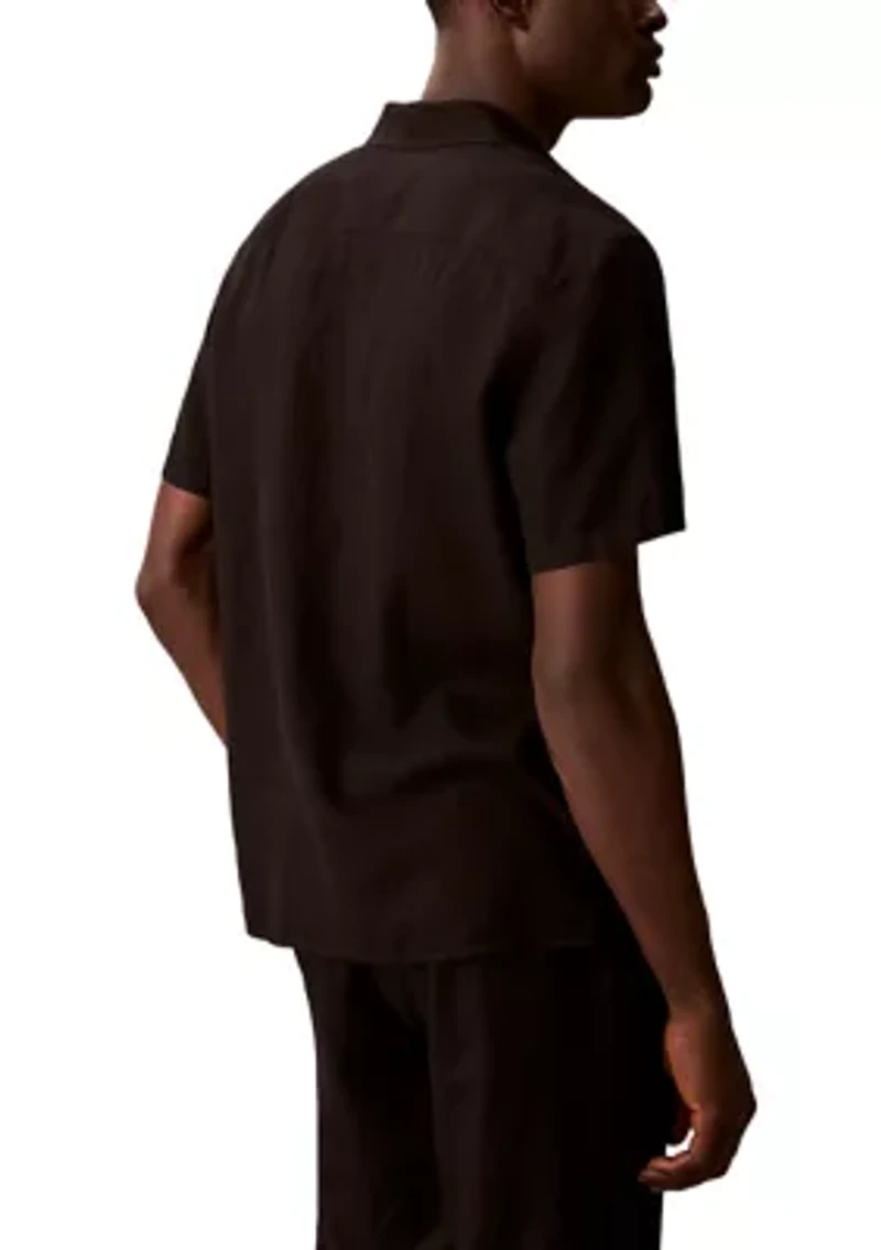 Men's Linen Blend Classic Button-Down Shirt