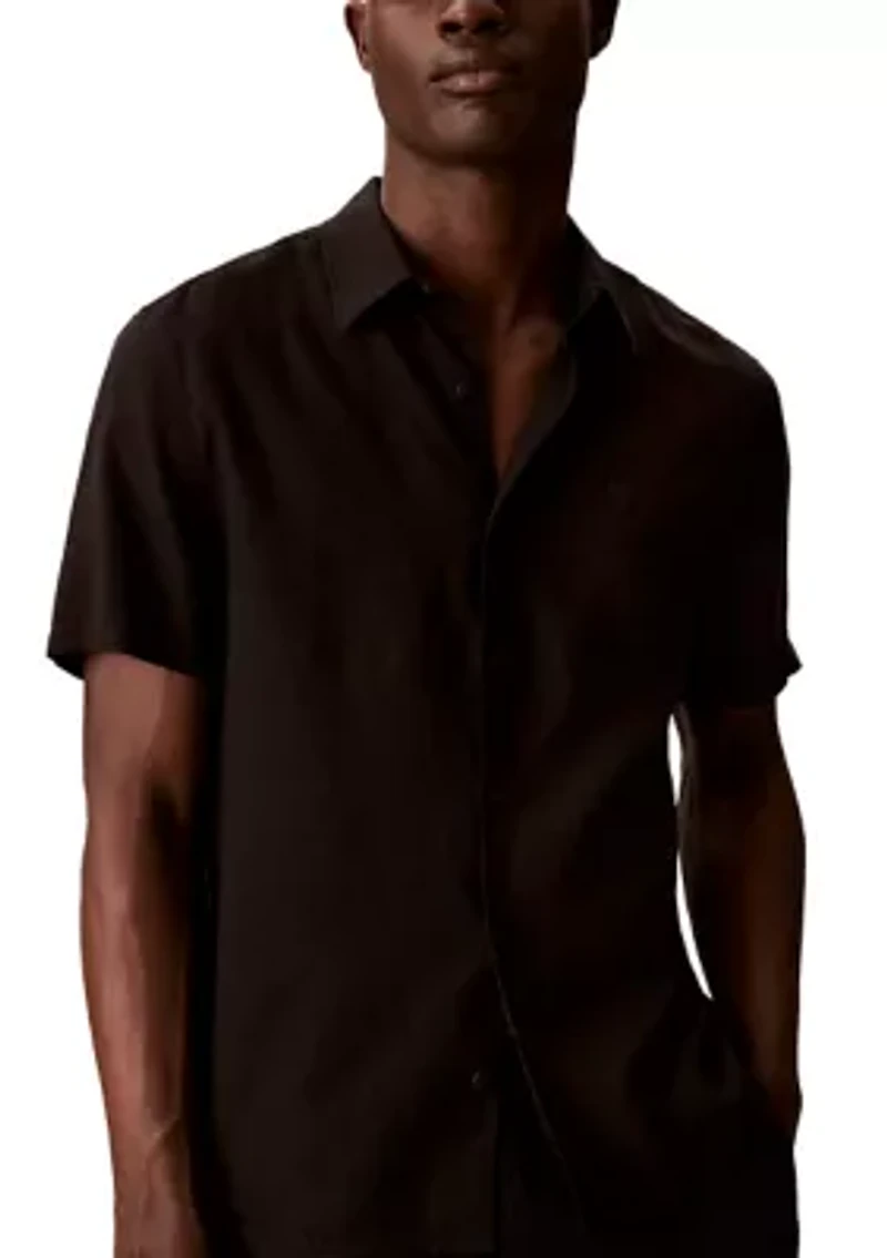 Men's Linen Blend Classic Button-Down Shirt