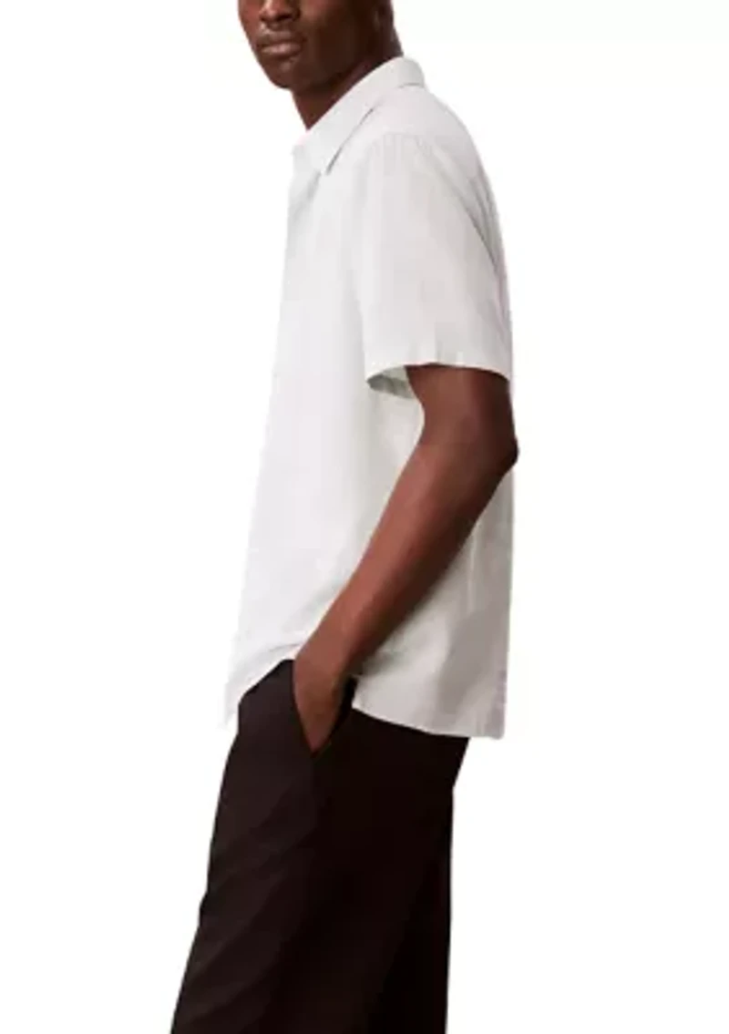 Men's Linen Blend Classic Button-Down Shirt