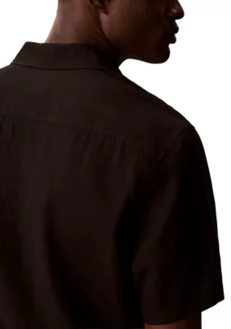 Men's Linen Blend Classic Button-Down Shirt