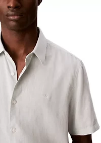 Men's Linen Blend Classic Button-Down Shirt
