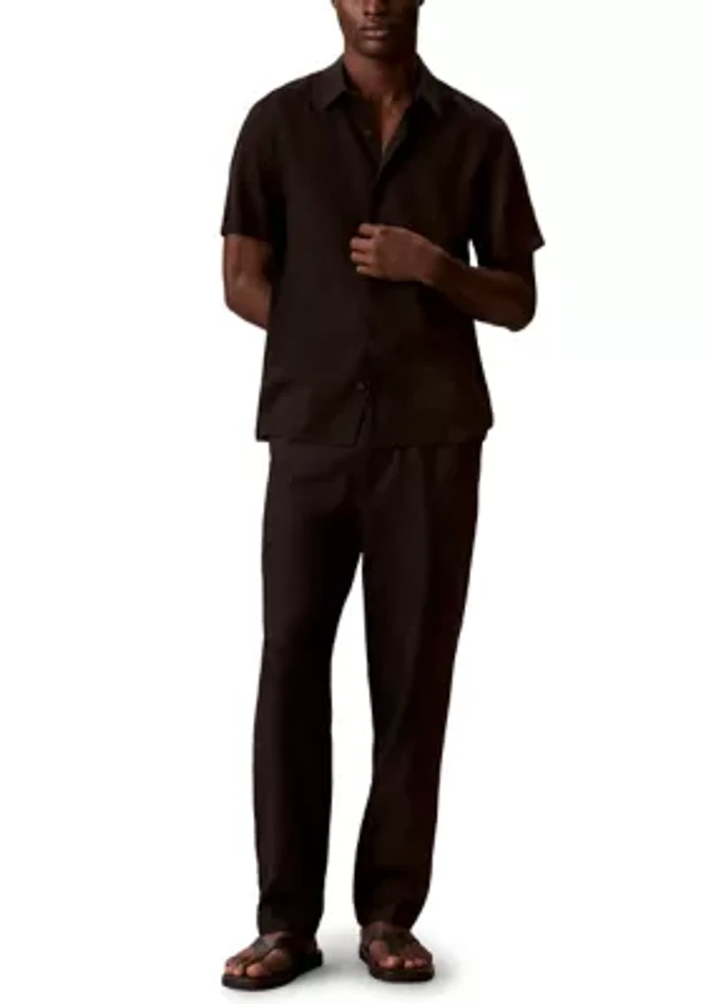 Men's Linen Blend Classic Button-Down Shirt