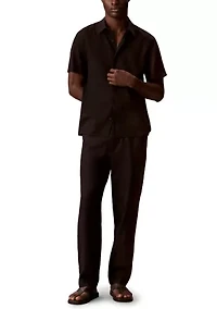 Men's Linen Blend Classic Button-Down Shirt