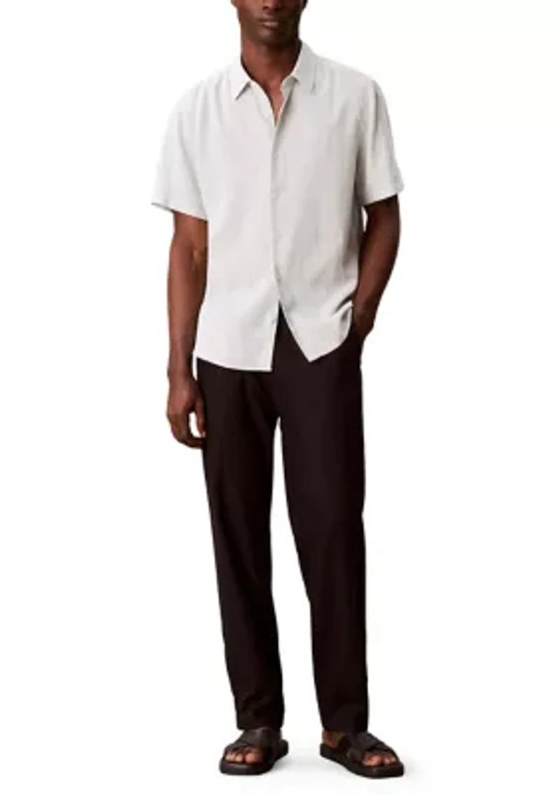 Men's Linen Blend Classic Button-Down Shirt