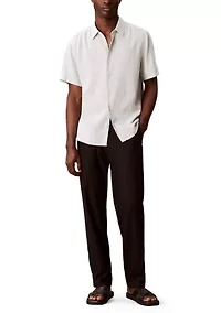 Men's Linen Blend Classic Button-Down Shirt