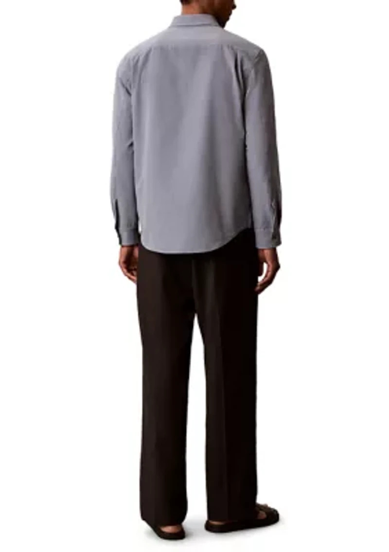 Men's Yarn-Dyed Stripe Seersucker Classic Button-Down Shirt