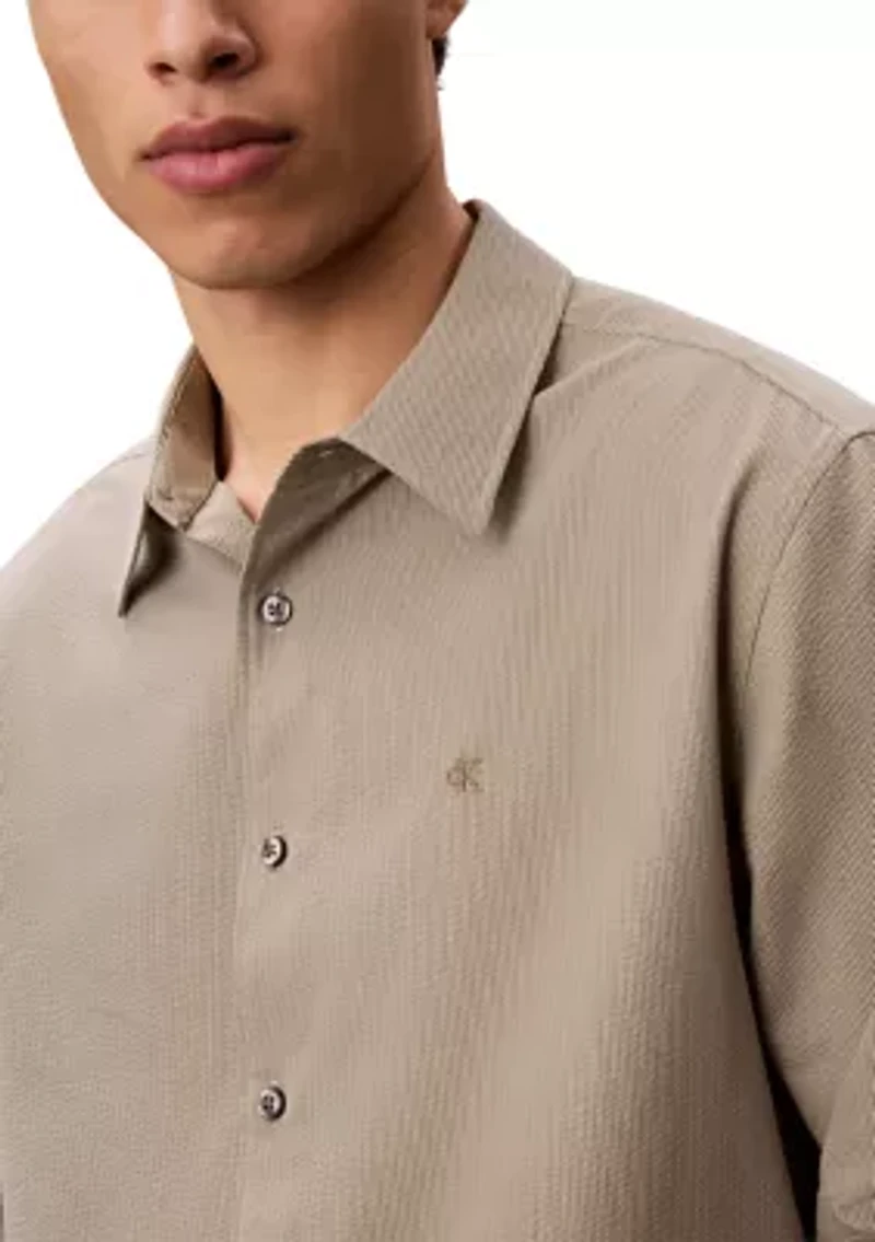 Men's Yarn-Dyed Stripe Seersucker Classic Button-Down Shirt