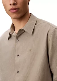 Men's Yarn-Dyed Stripe Seersucker Classic Button-Down Shirt