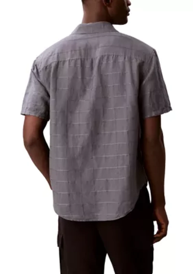 Men's Textured Plaid Linen Shirt