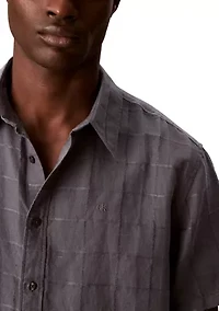 Men's Textured Plaid Linen Shirt