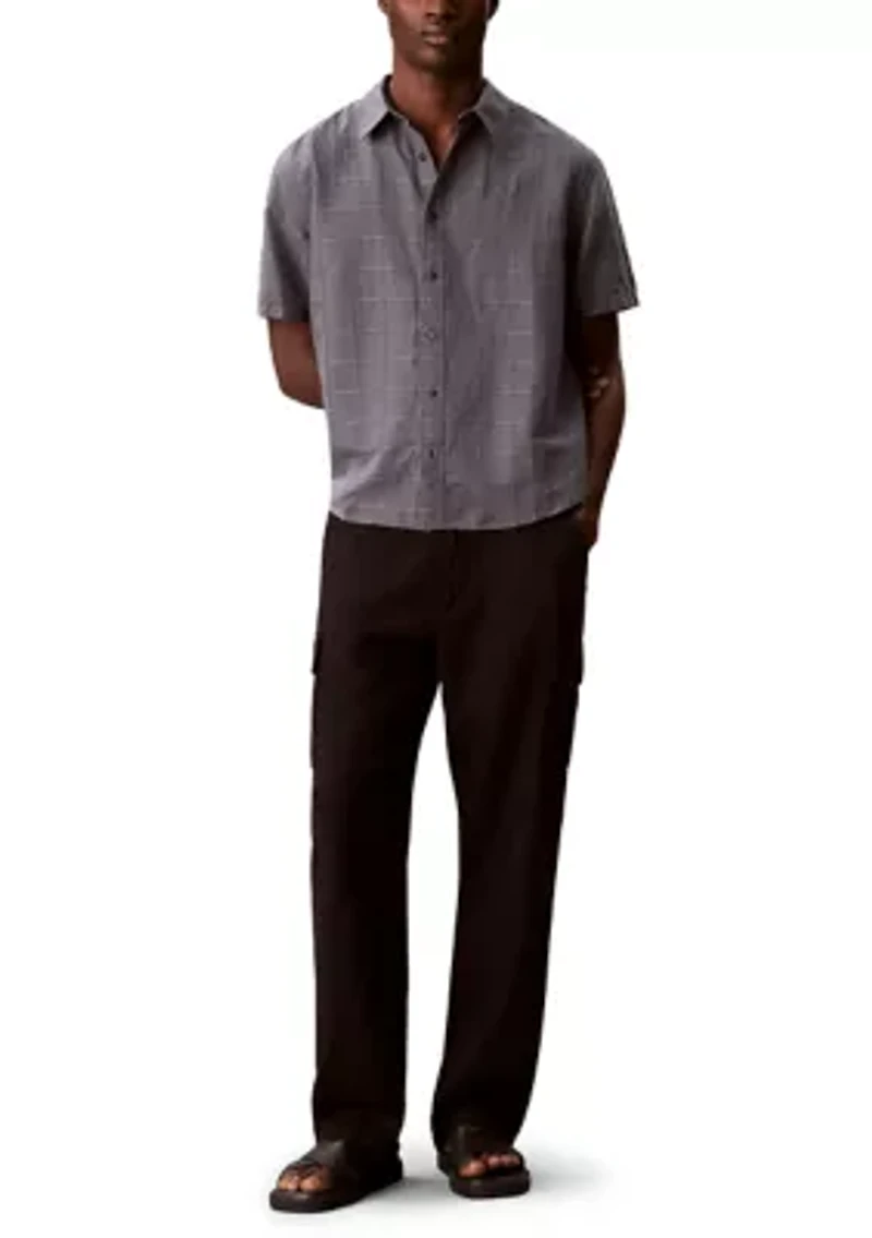 Men's Textured Plaid Linen Shirt