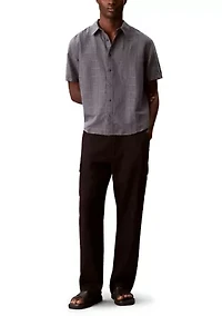 Men's Textured Plaid Linen Shirt