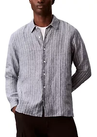 Men's Yarn-Dyed Pinstripe Linen Classic Shirt