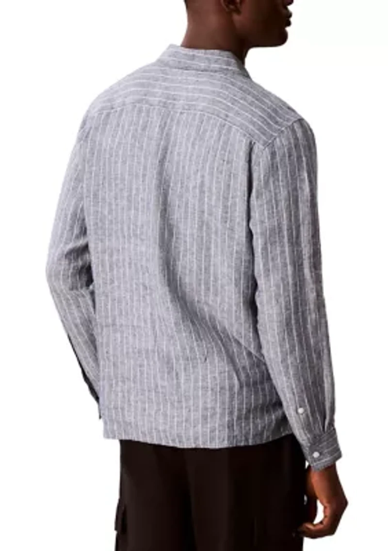 Men's Yarn-Dyed Pinstripe Linen Classic Shirt