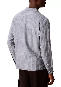 Men's Yarn-Dyed Pinstripe Linen Classic Shirt